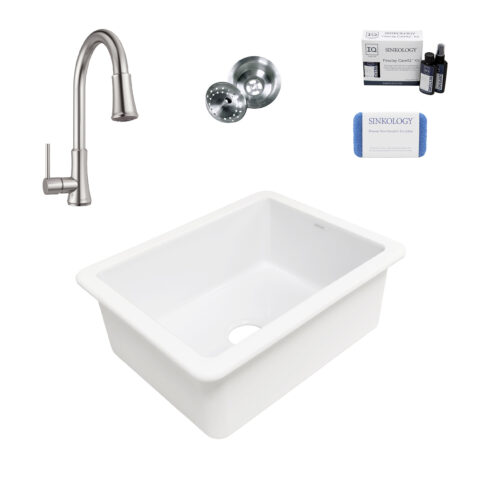 Eden 23" Fireclay Sink with Stainless Steel Pfirst Faucet